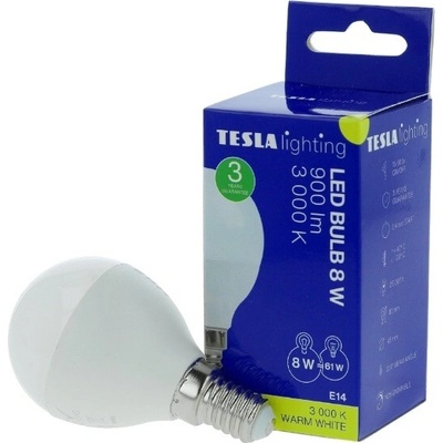 Tesla LED žiarovka miniglobe BULB E14, 8 W, teplá biela MG140830-7