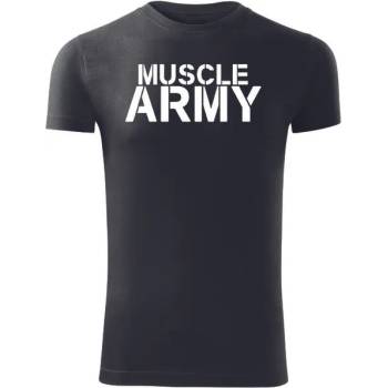 DRAGOWA Фитнес тениска с къс ръкав Muscle Army, черна, 180 г/м2 (4209)