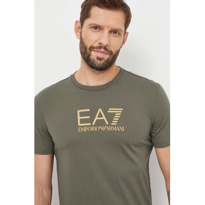 EA7 Emporio Armani Памучна тениска EA7 Emporio Armani в зелено с принт (3DPT08.PJM9Z)