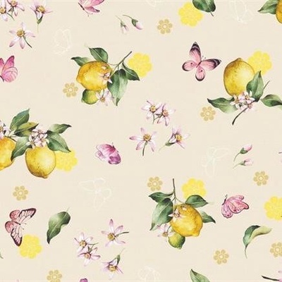 IMPOL TRADE Obrus PVC 3581542 vetvičky s citrónmi na hnedom podklade návin 20 m x 140 cm