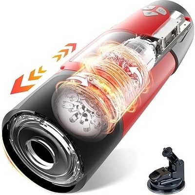 Paloqueth Electric Thrusting & Rotating Masturbator with 7 Modes and Realistic 3D Channel Red