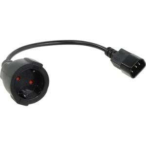 VCOM Захранващ кабел VCom CE002-CU1, от Schuko(ж) към IEC60320 C14(м), 0.2m, черен (CE002-CU1)