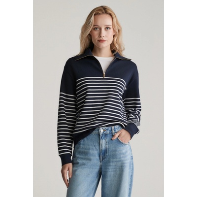 Gant Breton Rib Half Zip Sweat Evening Blue