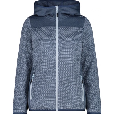 CMP Дамско поларено яке CMP Women's Jacquard Knit Jacket Fix Hood Fleece jacket - Space / Sky Blue - размер 36 (EU) (105-7197-0512)