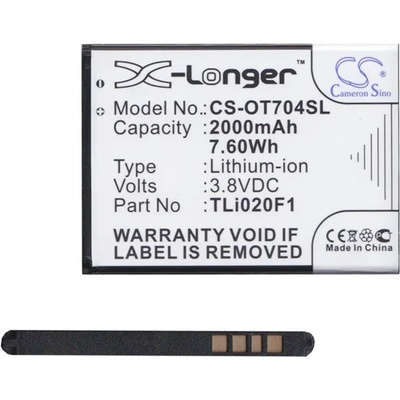 Cameron Sino Alcatel Pixi 4 5 / U5 4G CAMERON SINO Li-Ion батерия 3.8V/2000mAh, съвместима с Optus TLi020F1, ЧЕРНА CS-OT704SL (CS-OT704SL)