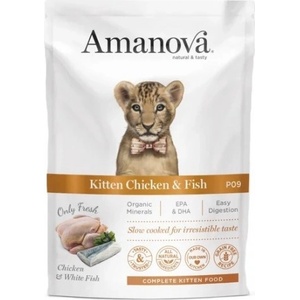 Amanova cat pouch p09 kitten chicken fish - пауч за подрастващи котенца от всички породи, с Пиле и бяла риба - 85 гр, Испания - 33582