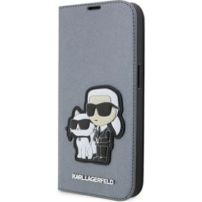 KARL LAGERFELD Калъф Karl Lagerfeld KLBKP14XSANKCPG за iPhone 14 Pro Max 6.7", сребрист/ сребрист, Saffiano Karl & Choupette (KF001617-0)
