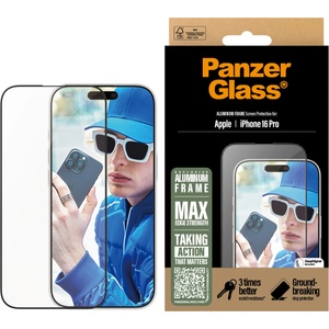 Panzer Стъклен протектор PanzerGlass за iPhone 16 Pro, Aluminum Frame, Ultra-Wide Fit