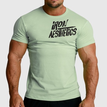 Iron Aesthetics pánske fitness tričko Splash zelené sage