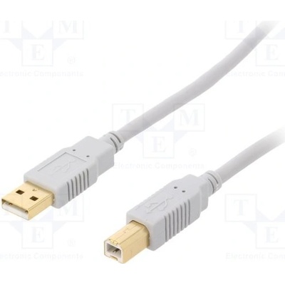 BQ Cable CAB-USBAB1.8G USB 2.0, USB A vidlice, USB B vidlice, zlacený, 1,8m, šedý