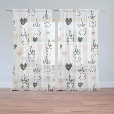 Sablio Záclony Hlava jednorožca: 2ks 150x250cm