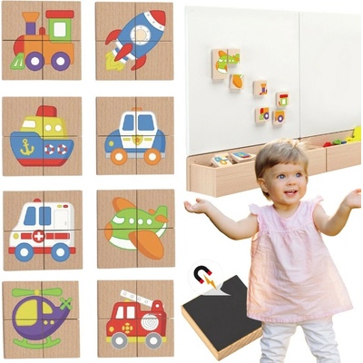 Viga Dřevěné magnetické puzzle dopravní prostředky – Hledejceny.cz