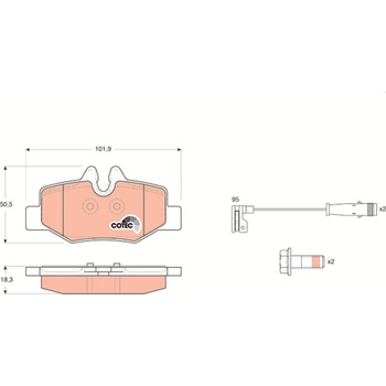 Sada brzdových platničiek, vždy 4 kusy v sade TRW GDB1601