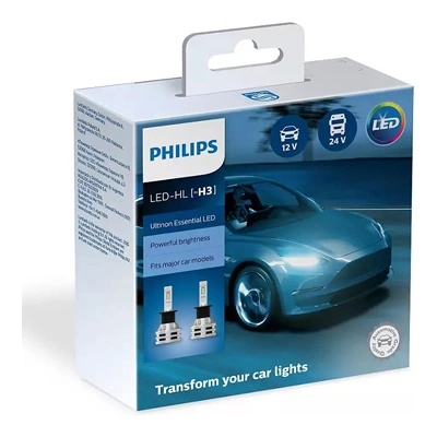 Крушка, LED, за предни фарове PHILIPS H3, 12/24V, 19W, 6500К, 1400lm, 2 бр