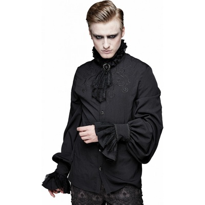Devil Fashion vyšívaná košel'a s kravatou Crass Melody Gothic čierna