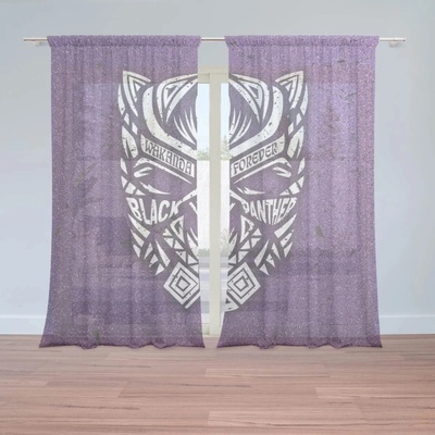 Sablio Záclony BLACK PANTHER wakanda forever Bílý: 2ks 150x250cm