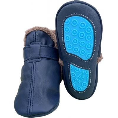 Carozoo kožené capáčky s gumovou podrážkou zimní tmavě modré – Zboží Mobilmania
