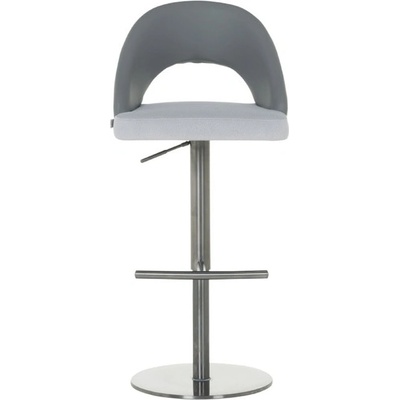 Carmen Бар стол Carmen KUTANA, до 120кг, дамаска/еко кожа, стоманена база, коригиране на височината, газов амортисьор, въртене на 360°, светлосив (bt-3521503)