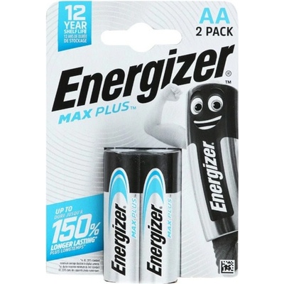 Energizer Батерии алкални Energizer Max Plus, AA, LR6, 1.5V, 2бр. в опаковка (E303321602)