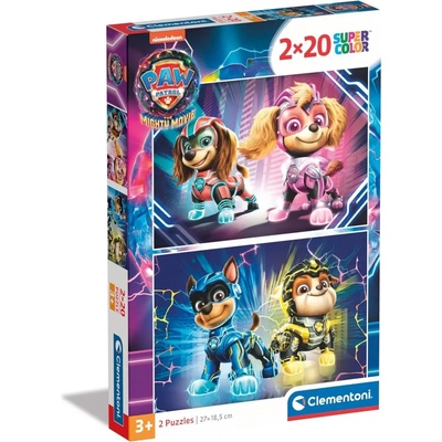Clementoni - Puzzle 2x20 Paw Patrol: The Mighty Movie - 40 - 99 piese