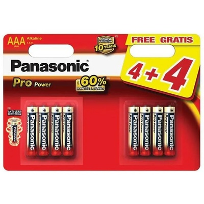 Panasonic Батерии алкални, Panasonic LR3PPG/8BW 4+4F, AAA, 1.5V, 8бр