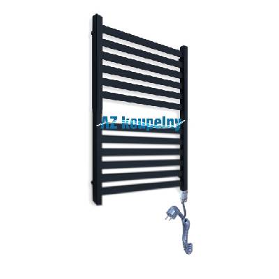 Elektrický hranatý topný žebřík Neriet Capri, s termostatem GTX chrom, 500 x 708 mm, černý