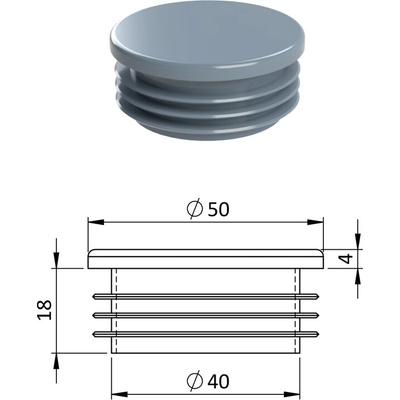 Vnitřní krytka kulatá ø 50 mm, plastová, šedá