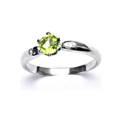 Čištín zlatý s čirými zirkony a přírodní olivín bílé zlato VLZDR048