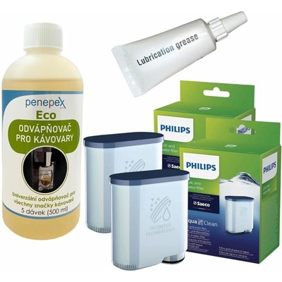 Philips AquaClean CA6903/10 2 ks + Penepex Eco 500 ml + Saeco mazivo