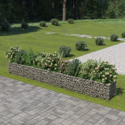 Dekorhome Gabionový vyvýšený záhon pozinkovaná ocel 270x90x100 cm