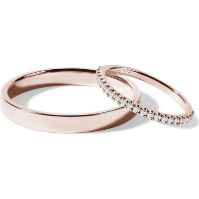 Klenota Set snubních prstenů z růžového zlata s diamanty s0767014