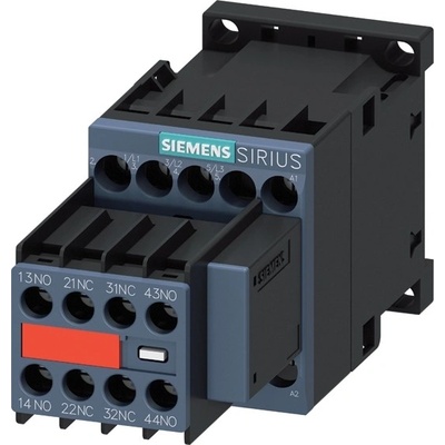SIEMENS Stykač AC-3, 12A/5,5kW/400V, 3pólový, AC 230V, 50/60Hz 2 NO + 2 NC, šroubová svorka 3RT2017-1CP04-3MA0