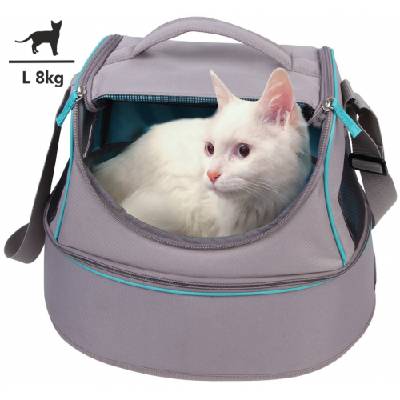 Happy Cat - V4 - Чанта за домашни любимци - Сиво с тюркоаз, РАЗМЕР L - 44х32х32см, за животни до 8 кг - Zu&Lu Франция