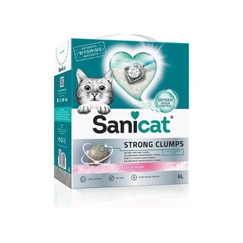 SANICAT Strong Clumps bentonitový kočkolit Baby powder 10 l