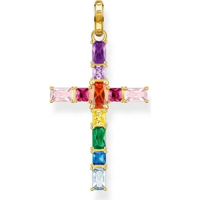 Thomas Sabo přívěsek Cross colourful stones pavé gold PE939 996 7