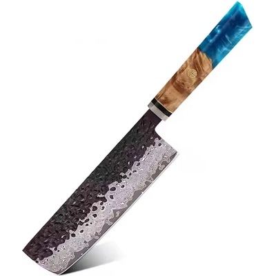 IZMAEL Damaškový kuchynský nôž Airi Nakiri/Modrá 17 cm