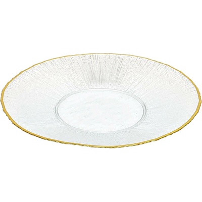 Home Styling Collection Skleněný plochý talíř se zlatým okrajem DATURA 28 cm transparentní