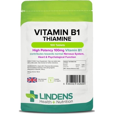 LINDENS Health + Nutrition Vitamín B1 Thiamin 100 mg 100 tabliet