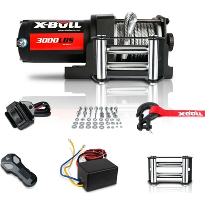 Elektrický ATV naviják 1,3t 12V ocelové lano 9,2m X-BULL HRW3000A