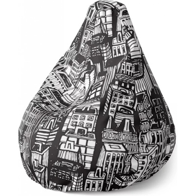 Sedací vak Pear Kreslené mrakodrapy Sablio 70 x 95 x 15 cm