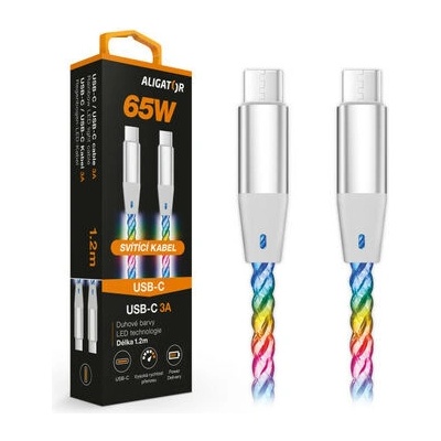 Aligator DATKP62 Datový POWER 3A 65W / USB-C/USB-C, 1,2m, svítící