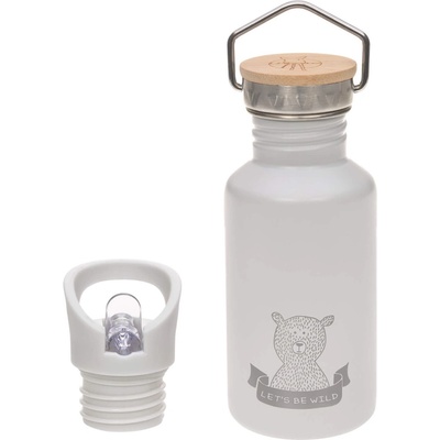 Lassig Метална бутилка Lassig - Adventure Bear, 500 ml, сива (1210026200)
