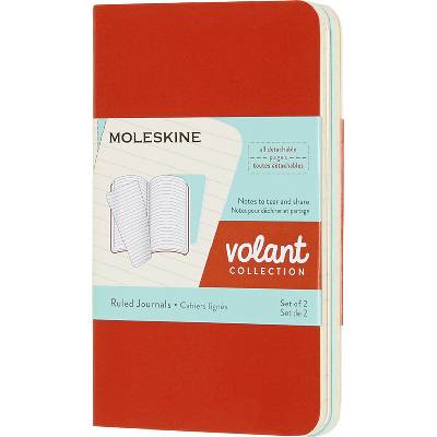 Тетрадки с редове Moleskine Volant XS оранжеви и небесносини 2 бр (QP701F16B24)