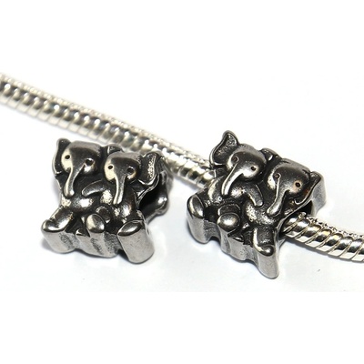 Fashion Jewerly Korálek nerezový Sloni Slůňata Zvířata Příroda Elephants 3001
