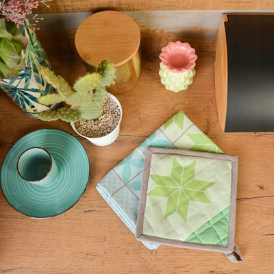 Kela Zástěra CARLA bavlna tyrkysová/mentolová KL-12274