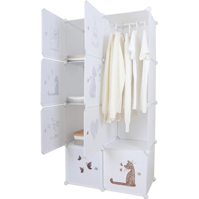 Kondela Dětská modulární skříň, bílá / hnědý vzor, KIRBY – Zbozi.Blesk.cz