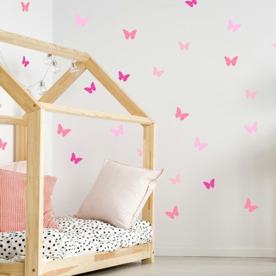 INSPIO 9547f Motýlci v růžovém provedení - samolepky na zeď pro dívku, velikost 90 x 30 cm