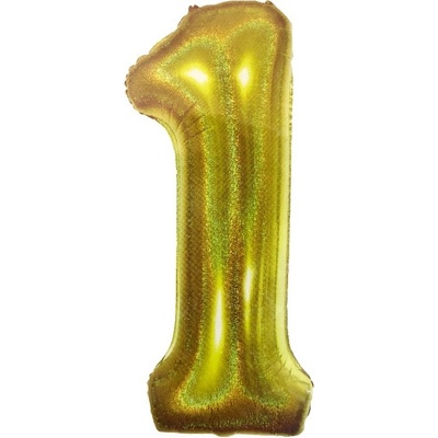 Fóliový balón číslo 1 zlatý 35cm