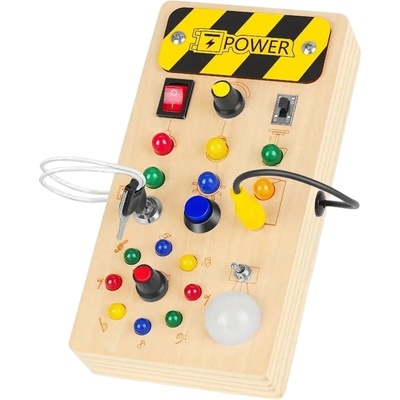 Smart Baby Дървена играчка Smart Baby - Табло със светлини, лампички и ключове (ACT245-1)