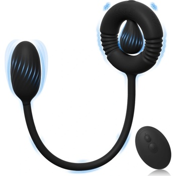 SuperLove Vibrating Cock Ring Dual Motor Prostate Massager with Remote Black